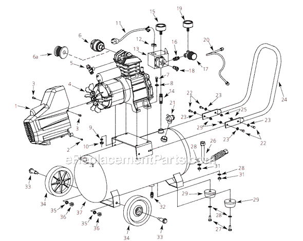 Page A Diagram and Parts List for HX4008 2005 Campbell Hausfeld Compressor